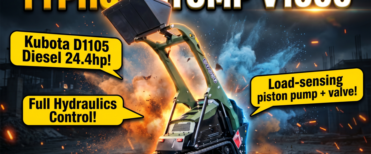TYPHON STOMP V1000 1.5 TON Skid Steer | 780kg Lift, Kubota D1105 24.4HP | Lift, Dig, Drill & More