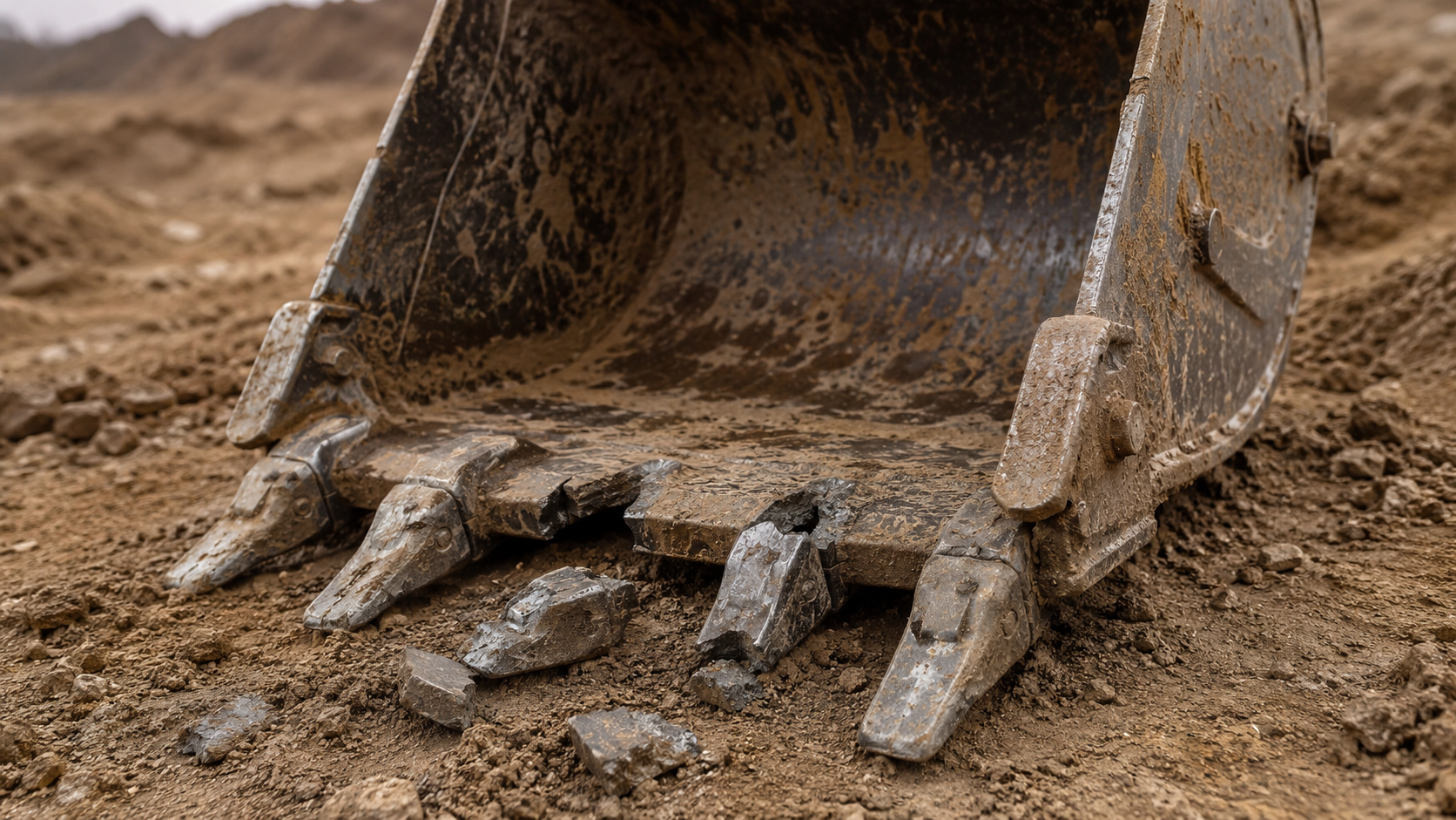 Adjusting excavator breaker pressure to stop tooth breakage