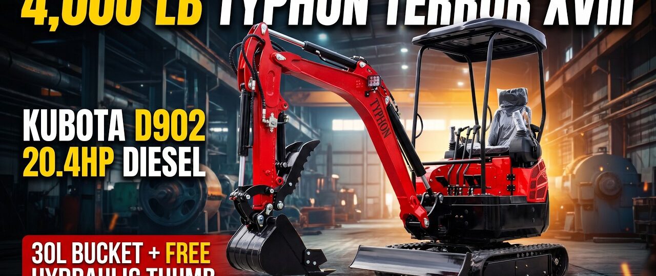 TYPHON TERROR XVIII | 20.4HP D902 Kubota Diesel Engine | Boom Swing, Hydraulic Thumb Clip