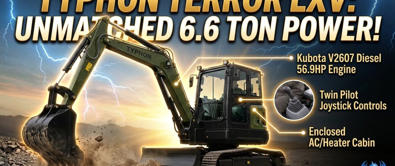 TYPHON TERROR LXV 6.6 Ton | Kubota V2607 | 56.9 HP , Boom Swing, Load-Sensing Hydraulics