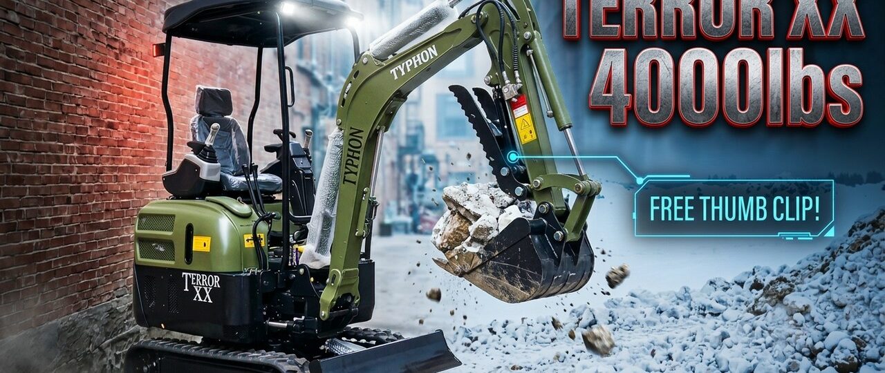 TYPHON TERROR XX 4000lbs | Kubota D902, Boom Swing, Compact Design, Full Power & FREE Thumb Clip