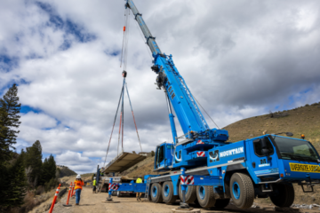 Three Liebherr LTM mobile cranes support bridge demolition in Yellowstone’s rugged wilderness