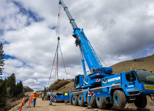 Three Liebherr LTM mobile cranes support bridge demolition in Yellowstone’s rugged wilderness