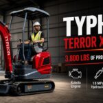 TYPHON TERROR XVII PRO Mini Excavator — 3,800 lb | Kubota D902 | 14 kN Digging Force | Dark Cherry