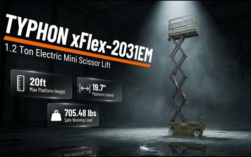 Electric Mini Scissor Lift for Tight Spaces — TYPHON xFlex 2031EM | 20 Ft | 705 lb | 6-8 Hr Battery