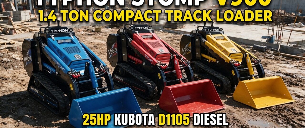 TYPHON STOMP V900 — 1.4-Ton Mini Skid ste Loader | 25HP Kubota D1105 EPA | 1,102 lb Capacity