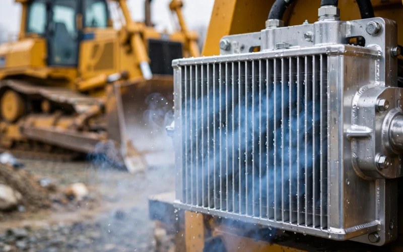 Bulldozer transmission overheats. 1 cooler cleaning drops the temperature by 50 degrees.
