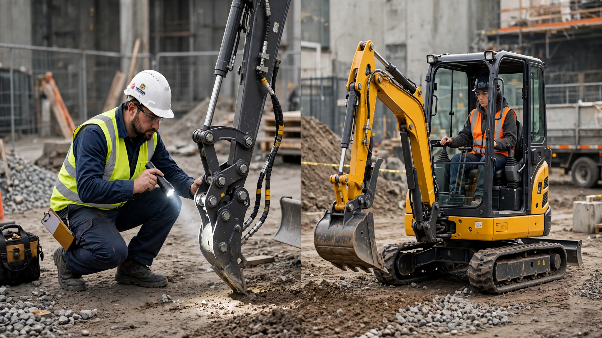 Mini excavator quick coupler locks loose