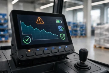 Electric forklift controller shows error code. 1 diagnostic read saves repair cost.