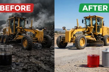 Motor grader transmission slips. 1 fluid change restores smooth shifting.