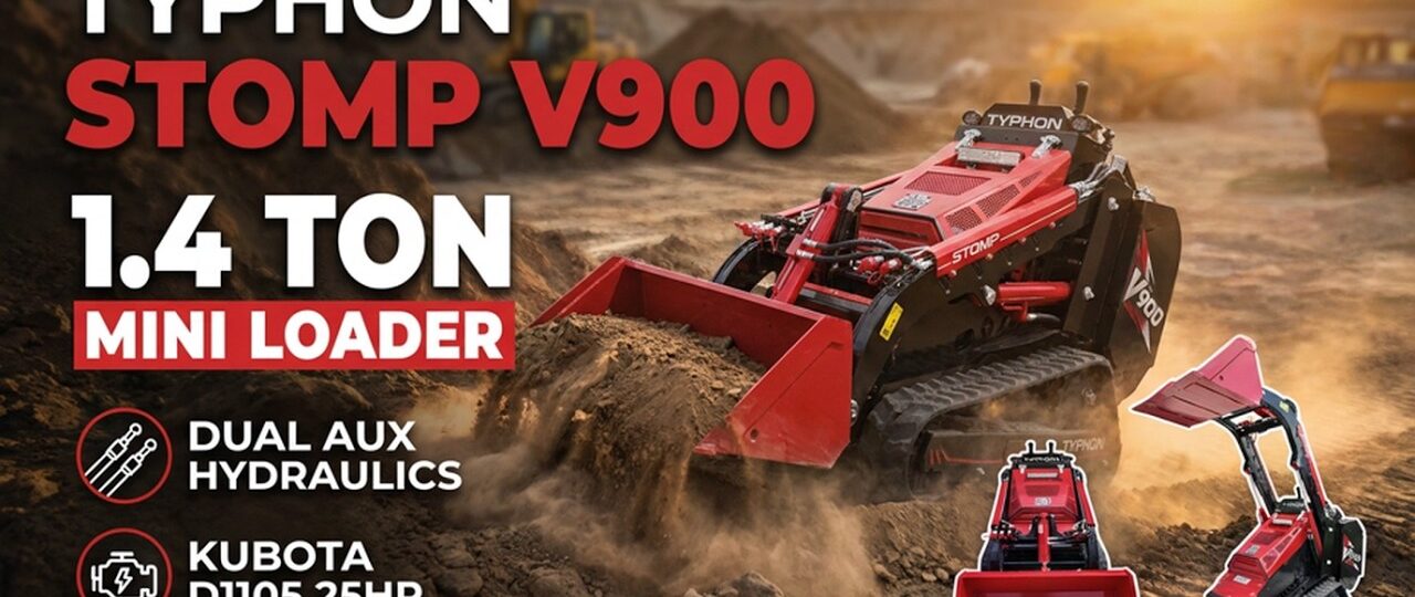 TYPHON STOMP V900 —1.4-Ton Mini Track Loader | 25HP EPA Kubota, 35.9 In Wide | 12.7 GPM Hydraulics
