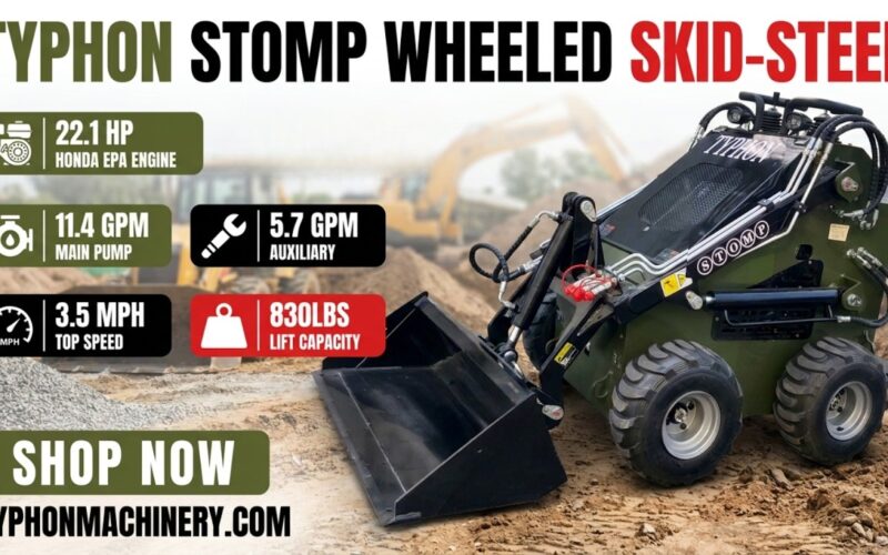 TYPHON STOMP Skid Steer Loader | 22.1HP Honda Mini Loader for Tight Spaces & Mud
