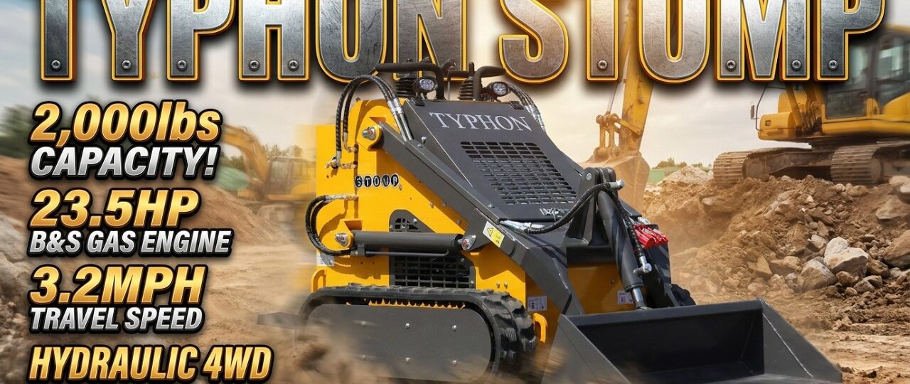 TYPHON STOMP 2000LB Skid Steer |23.5 hp Briggs & Stratton engine, Fits Tight Spaces | Hydraulic 4WD