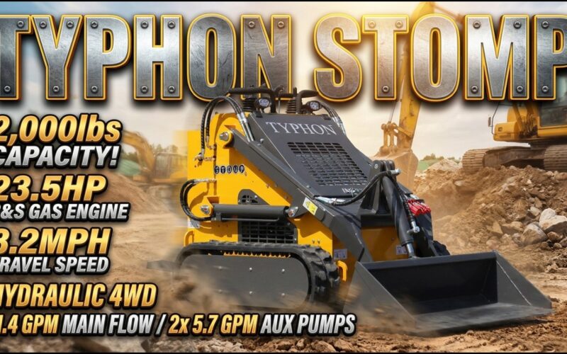 TYPHON STOMP 2000LB Skid Steer |23.5 hp Briggs & Stratton engine, Fits Tight Spaces | Hydraulic 4WD