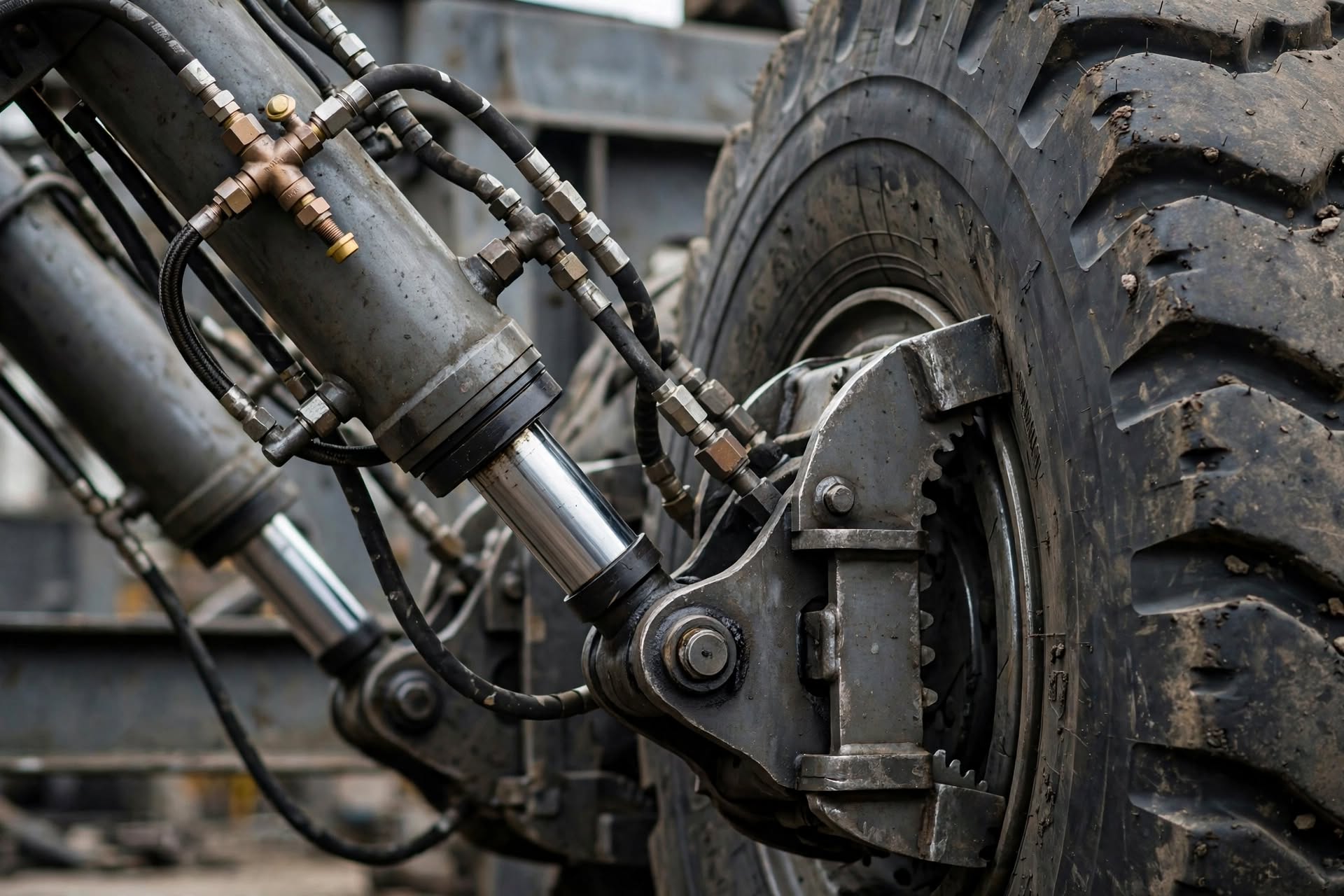 tire handler boom flexes under load