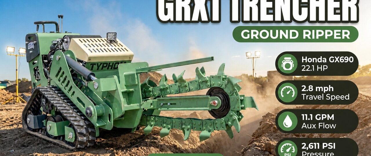TYPHON GroundRipper GRX-1 Compact Tracked Trencher | 29.5″ Deep Cuts with Honda GX690 Power