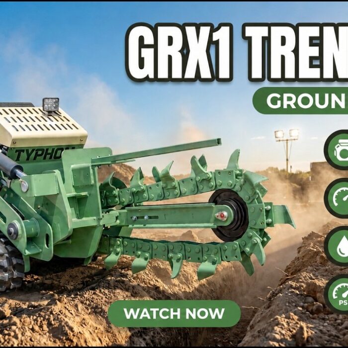 TYPHON GroundRipper GRX-1 Compact Tracked Trencher | 29.5″ Deep Cuts with Honda GX690 Power