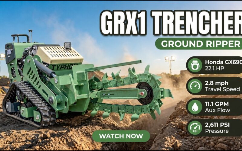 TYPHON GroundRipper GRX-1 Compact Tracked Trencher | 29.5″ Deep Cuts with Honda GX690 Power