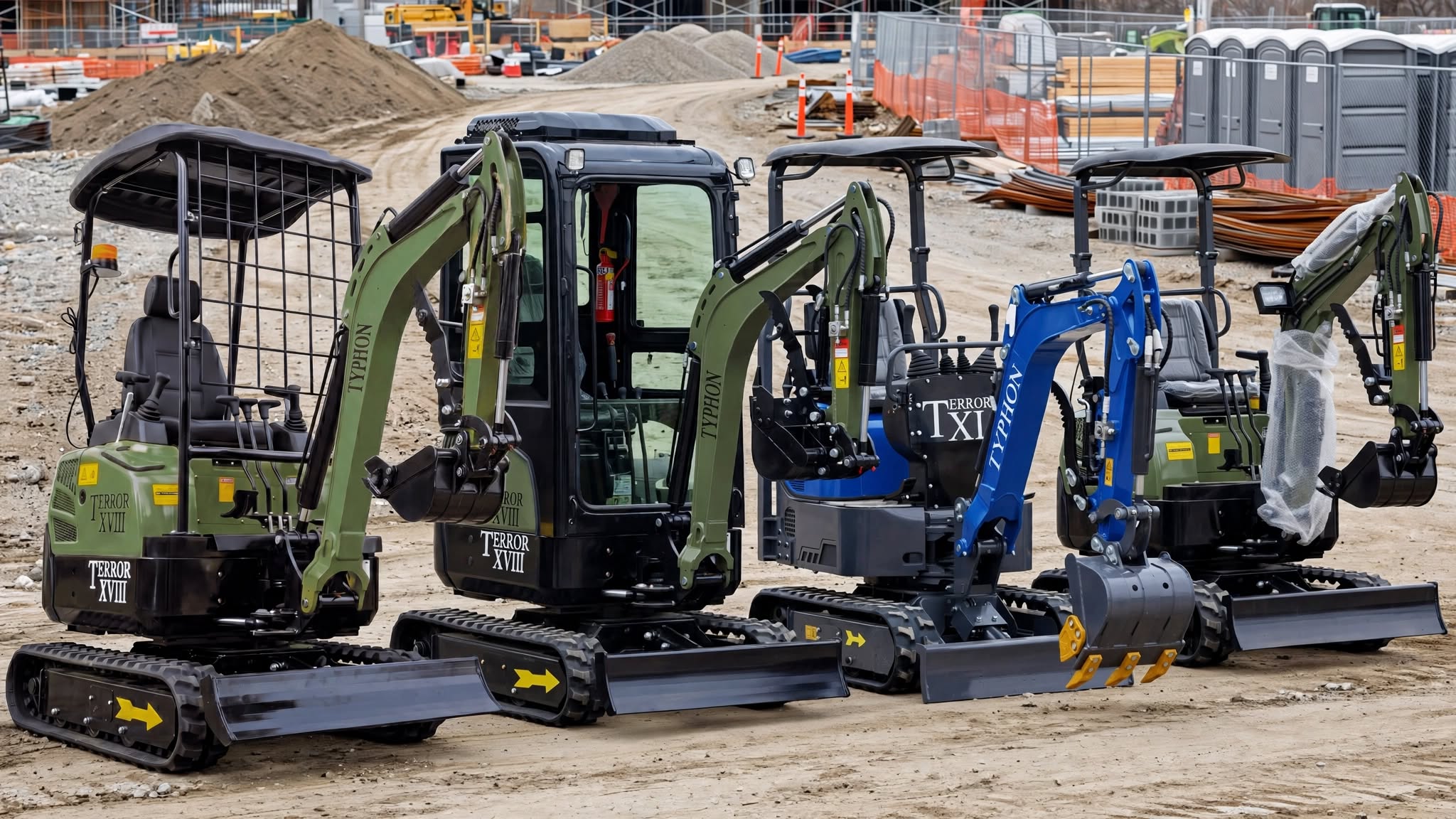 A contractor using a mini excavator on a residential job site