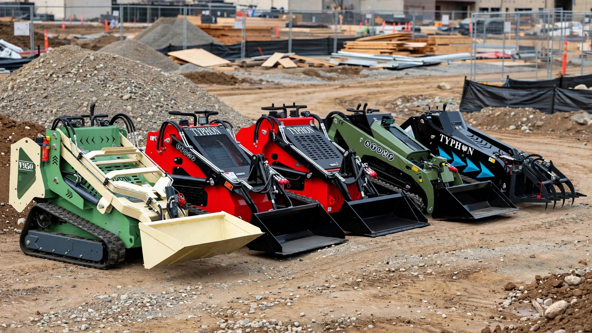A contractor loading a truck with a TYPHON skid steer